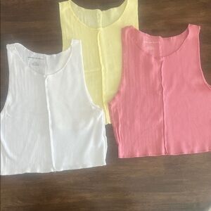 Bundle!!! American Eagle Outfitters Crop/Tank Tops - White, Yellow, Pink